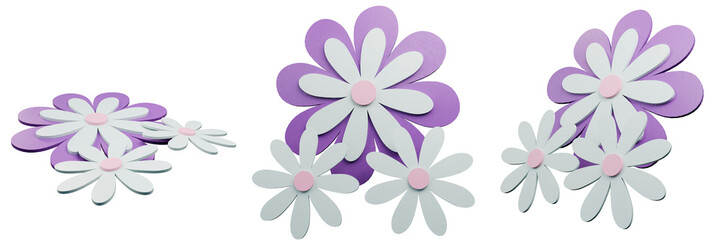 Delicate and vibrant petals bring life to a transparent background, capturing the ephemeral essence of floral beauty, 3d illustration.