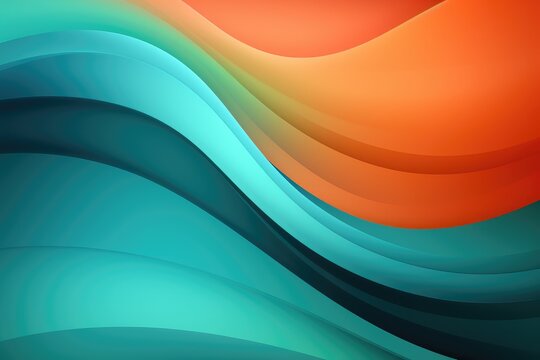 Colors of April, abstract background with waves in dark green, light green and orange hues, and with copyspace for your text. April background banner for special or awareness day, week or month