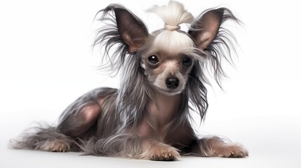 Dog, Chinese Crested in sitting position