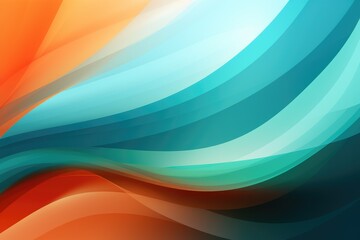 Colors of April, abstract background with waves in dark green, light green and orange hues, and with copyspace for your text. April background banner for special or awareness day, week or month - obrazy, fototapety, plakaty