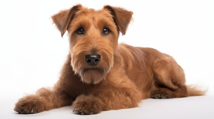 Dog, Irish Terrier in sitting position - obrazy, fototapety, plakaty