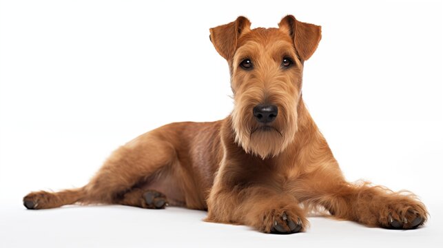 Dog, Irish Terrier in sitting position