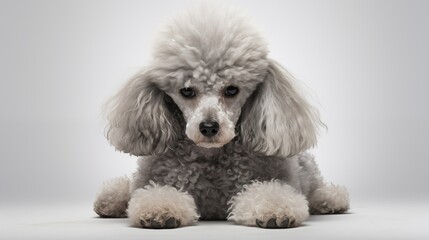 Dog, Poodle in  crouching position