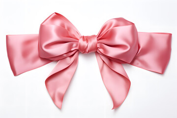 pink bow ribbon on white background - obrazy, fototapety, plakaty