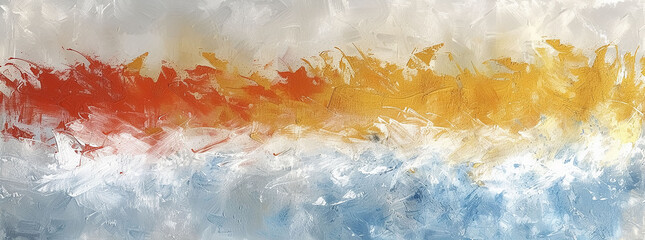 abstract painting of orange red and blue