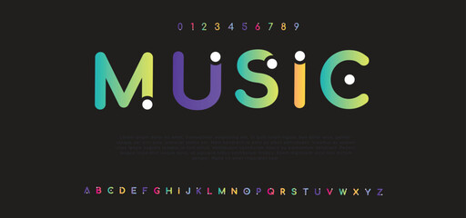 Music Modern abstract digital alphabet font. Minimal technology typography, Creative urban sport fashion futuristic font and with numbers. vector illustration