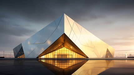 Abstract polygonal building exterior design, conceptual architectural design