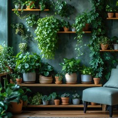 Fototapeta premium indoor_plants_green_wall_decor_potted_plants