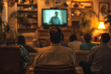Group of People Watching Television in a Room