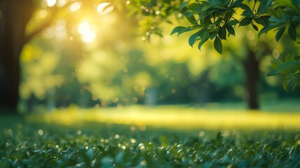 Obraz premium A serene park scene with soft focus, capturing the beauty of natural light and creating a peaceful ambiance.