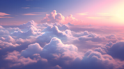 pink sky with many clouds - obrazy, fototapety, plakaty
