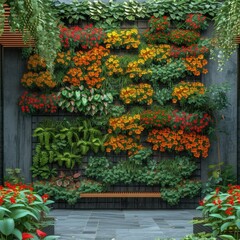 Fototapeta na wymiar vertical_garden_green_wall_living