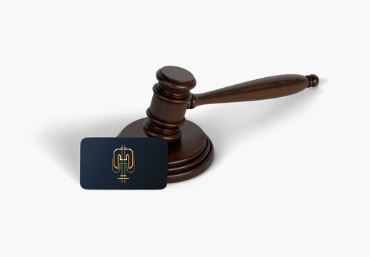 Business Card with Judges Gavel Mockup