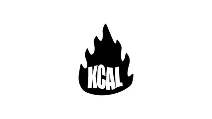calories burn, kcal sign, black isolated silhouette
