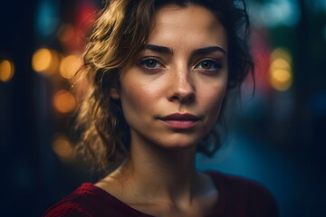 Close-Up Portrait of a Confident and Beautiful Woman, Exuding Glamour and Sensuality