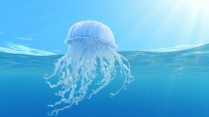 Enchanting and ethereal jellyfish gracefully drifting in the mesmerizing depths of the ocean