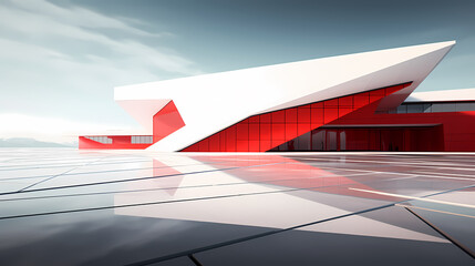 Modern polygonal building exterior design, future architecture