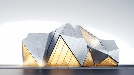 Modern polygonal building exterior design, future architecture
