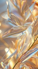 Willow Serenity Flow: Close-up of a willow leaf in 3D, depicting serene fluidity, suitable for portrait mode.