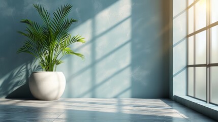 Fototapeta na wymiar Sunlit Indoor Plants and Fresh Foliage on White Window Sill with Open Space for Text or Logo 