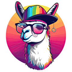 Fototapeta premium Lama Alpaca face avatar. Animal emoji. 