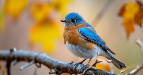 Fototapeta premium The Enchanting Sight of a Bluebird in the Wild