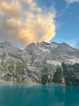 Sunset in Oeschinen lake