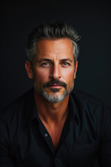 Fototapeta premium Self-Assured Love Coach with Polished Pomade Hair, Black Background