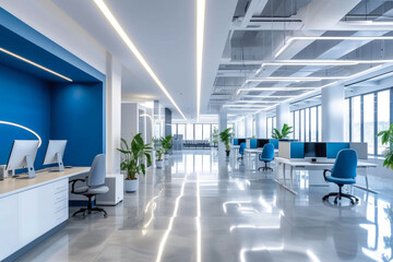 Contemporary Corporate Workspace in Blue and White