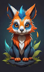 Obraz premium vector illustration, flat logo of cute animal vector icon, primitive childish doodle, isolated on white background,