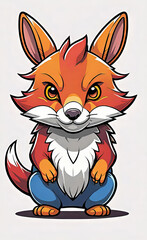 Obraz premium vector illustration, flat logo of cute animal vector icon, primitive childish doodle, isolated on white background,