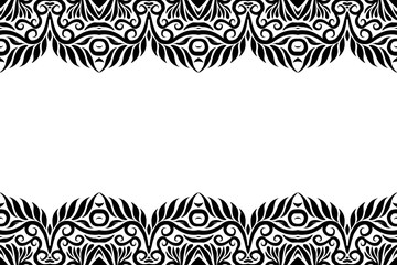 Black and white batik ethnic dayak ornament frame for aesthetic presentation document template 