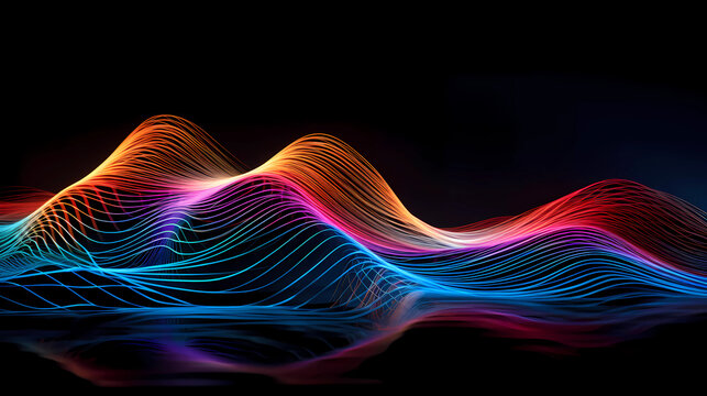 dark backdrop illuminated by the radiant glow of neon sound waves