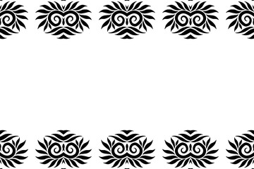 Black and white batik ethnic dayak ornament frame for aesthetic presentation document template 