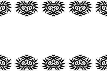 Black and white batik ethnic dayak ornament frame for aesthetic presentation document template 