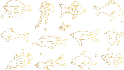 Ocean Life Exploration Single Continuous Line Drawing Sea Creatures Dolphins Turtles Coral Reefs vector