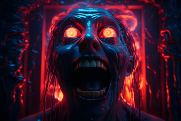 neon skull smile 