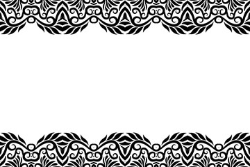 Black and white batik ethnic dayak ornament frame for aesthetic presentation document template 