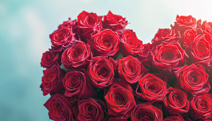 Obraz premium red roses arranged in the shape of heart