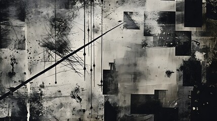 vintage grunge black and white collage background. Different textures and shapes - obrazy, fototapety, plakaty