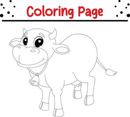 happy cow coloring book for kids. Wild animal coloring pages for children