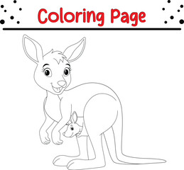 Obraz na płótnie Canvas Happy Kangaroo coloring book for kids. Wild animal coloring pages for children