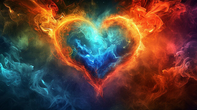 An organic frequency that contains a symbolic heart shape. The heart shape is expressed with vibrant colors.