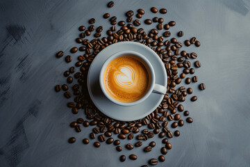 cup of coffee with beans