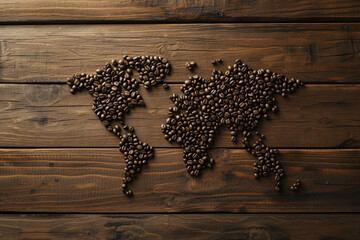 coffee beans on wooden background