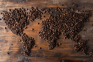 World Map Created with Coffee Beans