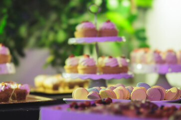 A Bountiful Oasis: A Table Overflowing With an Array of Tempting Homemade Cakes and Delightful Desserts.