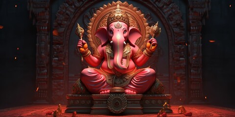 minimalistic design Ganesha, Alex Grey, stunning intricate detail, real - world dimensions - obrazy, fototapety, plakaty