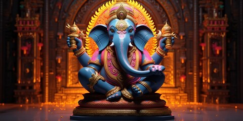 minimalistic design Ganesha, Alex Grey, stunning intricate detail, real - world dimensions - obrazy, fototapety, plakaty