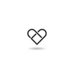Heart abstract logo icon with shadow
